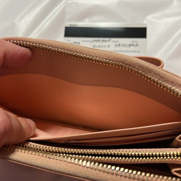 Prada Pink Fiocco Bow zip around Saffiano leather wallet - Picture 9 of 13